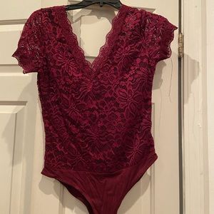 Maroon lace bodysuit